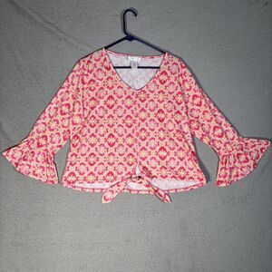 Stella Parker Collection Tie Knot Bell Sleeves Women’s Size L‎ Boho Resort Wear